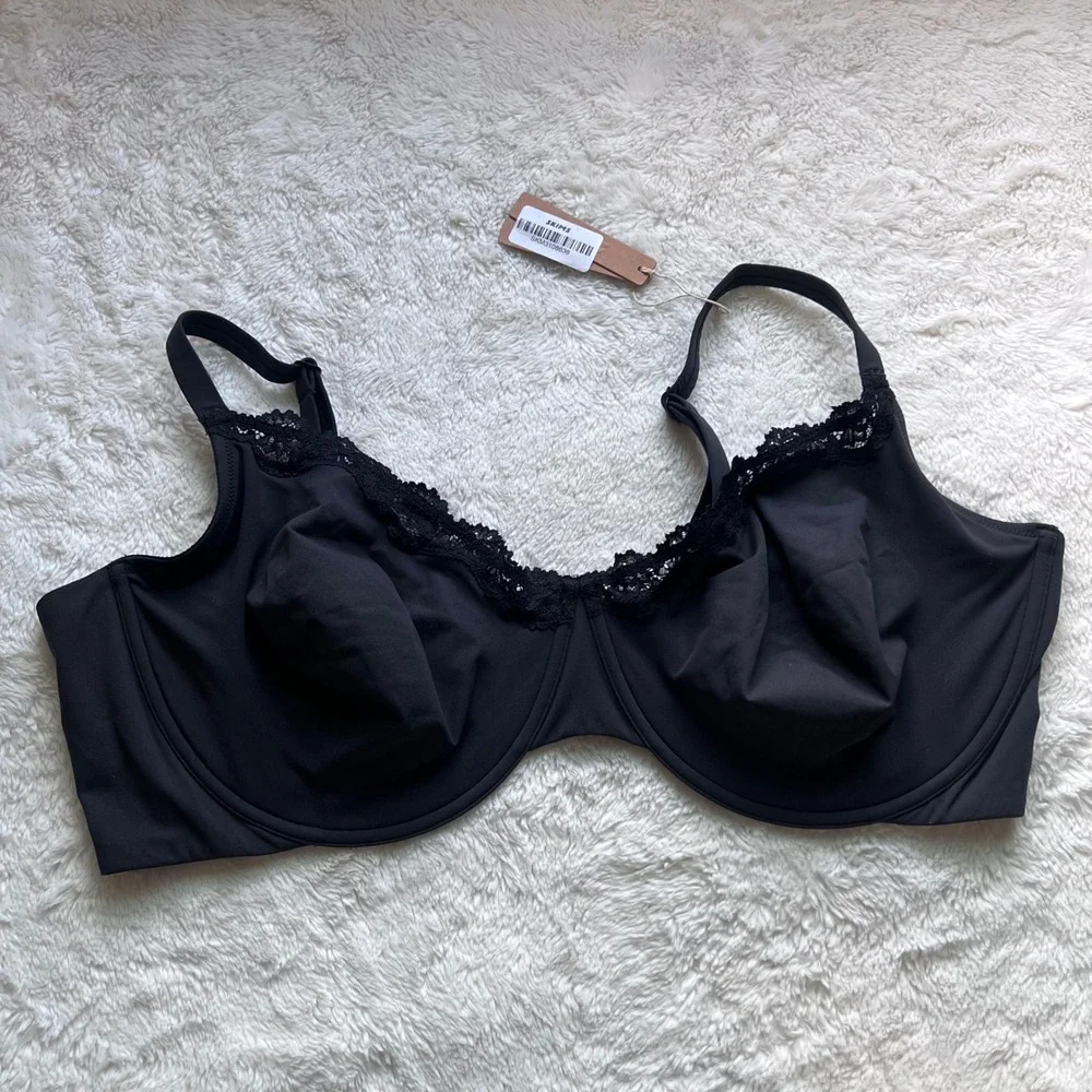 Skims Fits Everybody Lace Underwire Bra Onyx Black BA-DEM-4130 46DDD Women's NWT